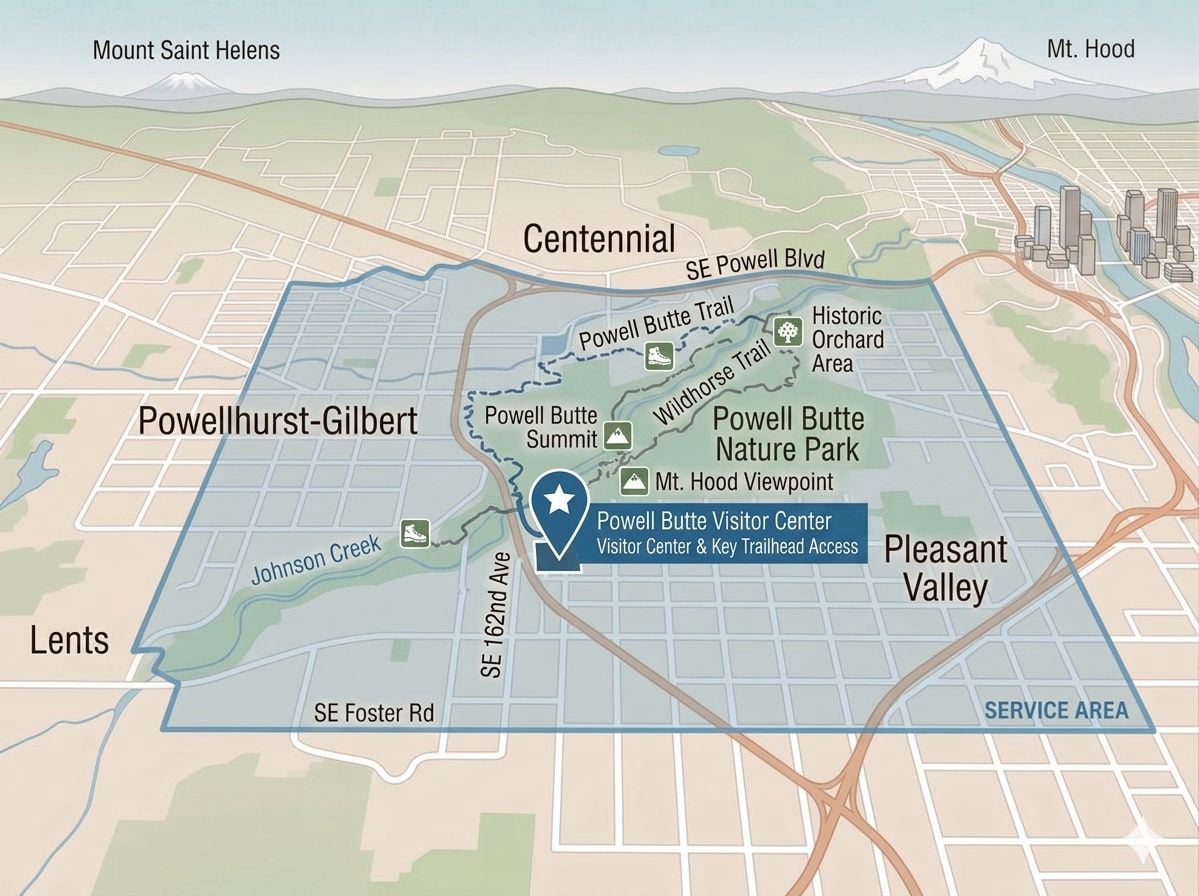 Renew-It Refinishing service area map - bathtub refinishing near  Powell Butte Nature Park and Portland southeast neighborhoods