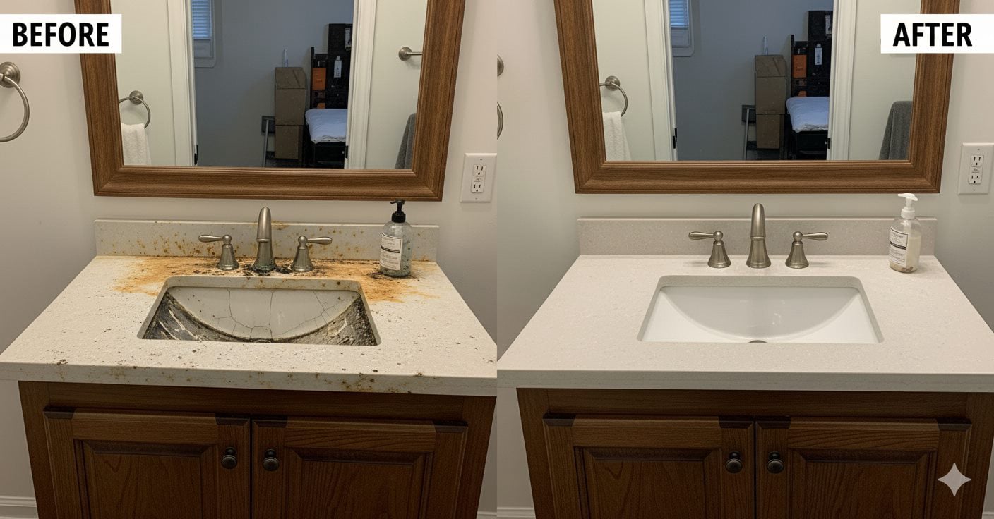 Bathroom Sink Refinishing Portland OR before and after