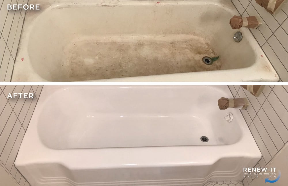 Porcelain Tub Repair before and after Portland, OR