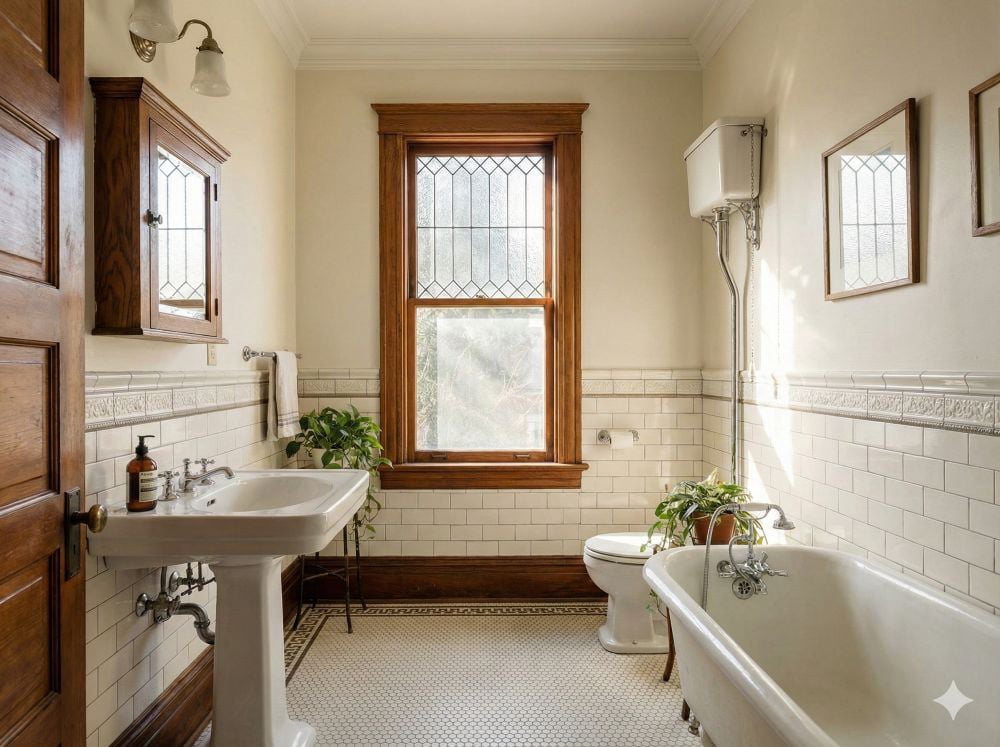 Renew-It Refinishing restores bathtubs in Portland historic Foursquare homes - custom refinishing for nonstandard bathroom layouts